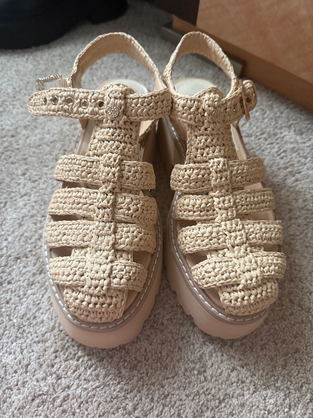 Dolce Vita Cream Woven Platform Sandals